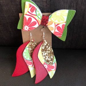 Slice of summer earrings and bow set